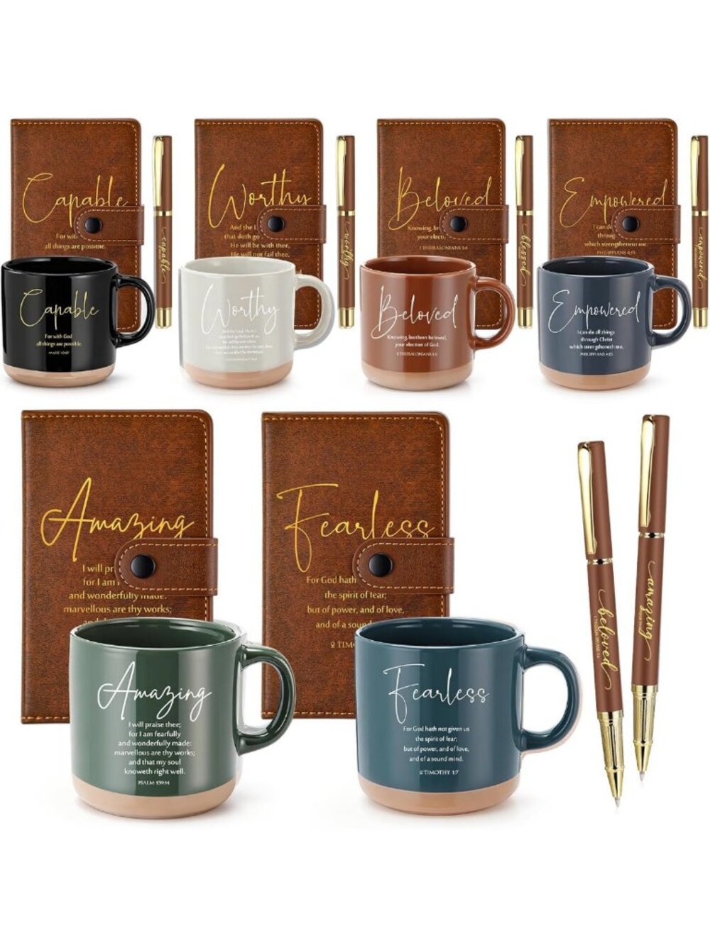18 Pcs Christian Gift Set: 13oz Coffee Mug, Journal & Pen - Perfect for Church